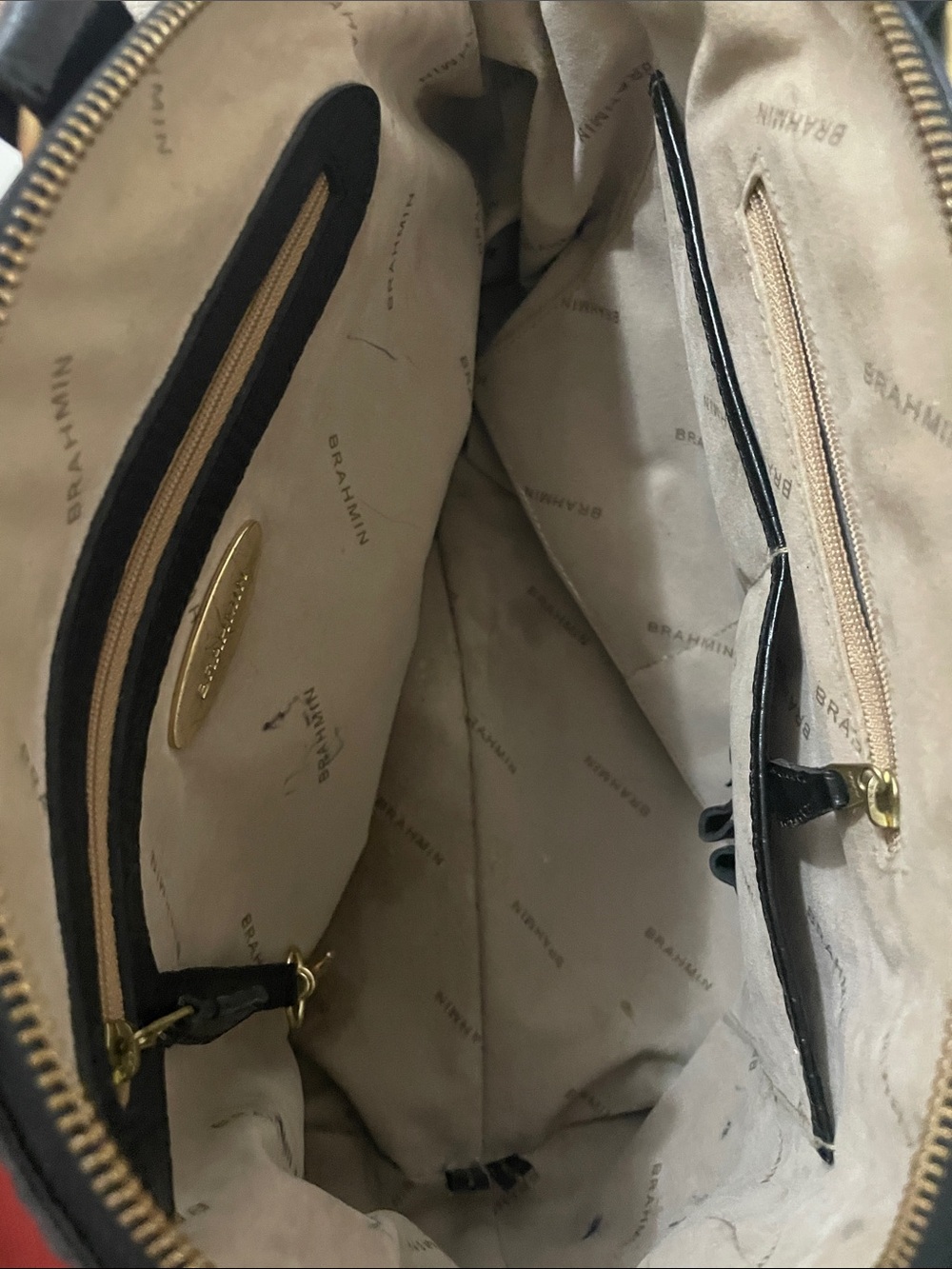 Brahmin Polka Dot Black & Cream Satchel Bag - Picture 3 of 11